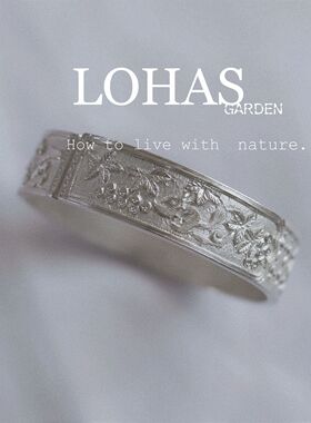 月如银足银999纯手工浮雕手镯