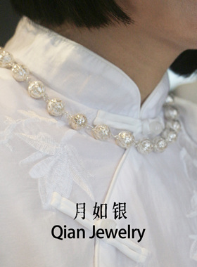 999足银纯手工圆珠花丝项链