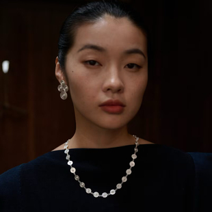 月如银|纯手工苗族水涡纹系列足银999花丝简约耳钉手链项链