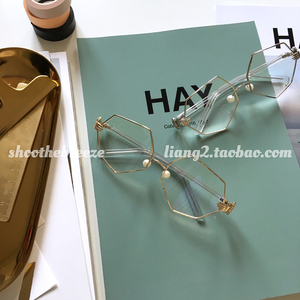 STB/2017 不规则多边形造型眼镜少女心小手装饰珍珠鼻托平光眼镜