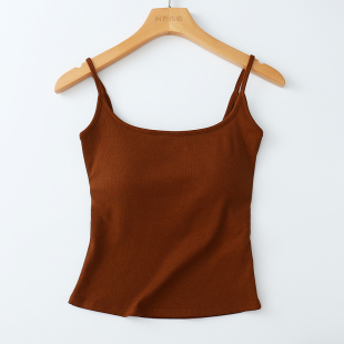 带胸垫一体免穿文胸 方型露背美背 天丝莱赛尔 性感方领吊带