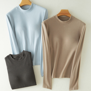 带胸垫一体 半高领打底衫女内搭T恤 秋冬加厚保暖 阿狸格格