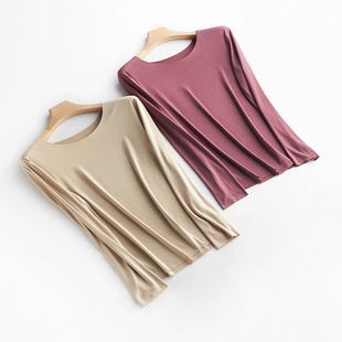 60支兰精莫代尔无痕打底衫女长袖 春秋季薄款内搭T恤 阿狸格格