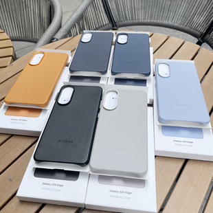 适用于三星S25Edge手机壳S25Ultra生态皮革保护套S25+金属镜头圈手机套S25商务轻薄纯色简约商务高级感男外壳
