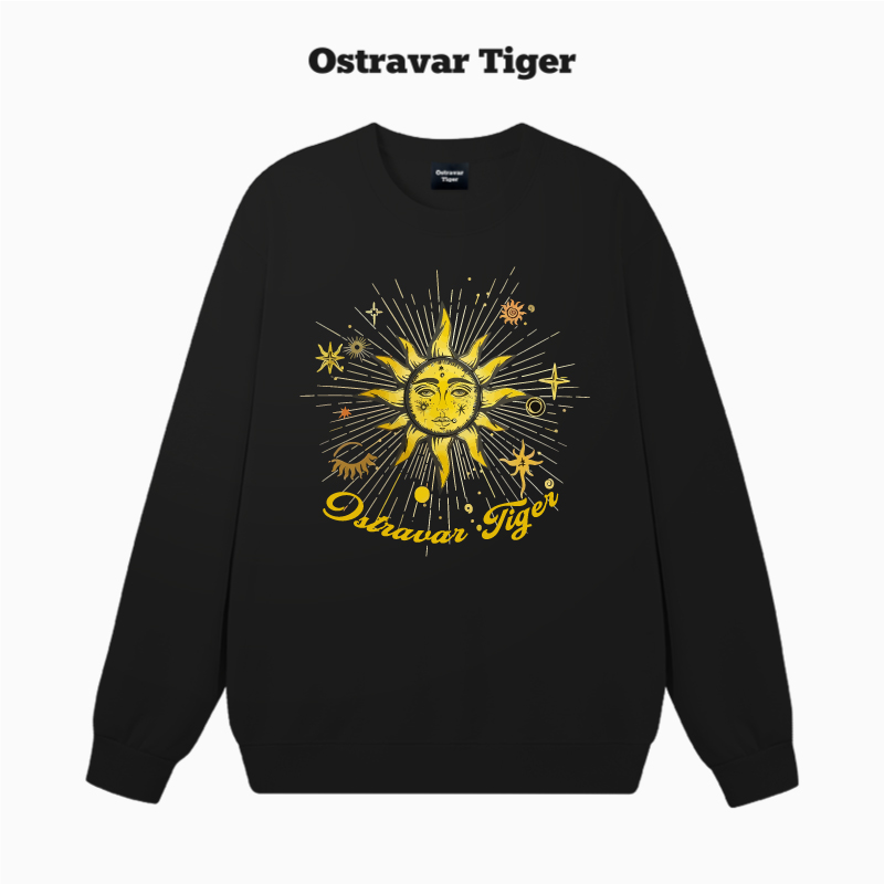 专柜授权 Ostravar Tiger 太阳神图腾印花2025秋冬套头圆领女卫衣