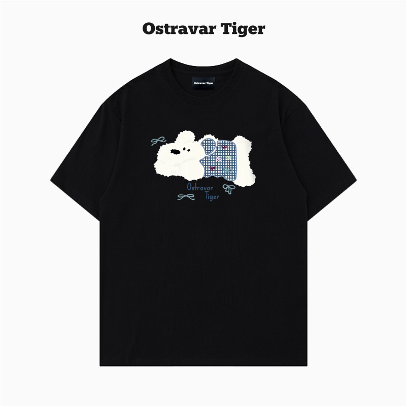 专柜2026新款Ostravar Tiger手绘宽松卡通印花男女款纯棉短袖t恤