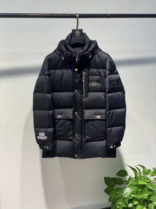 欧洲站冬季新款男士中长连帽羽绒服韩版修身时尚字母印花保暖外套