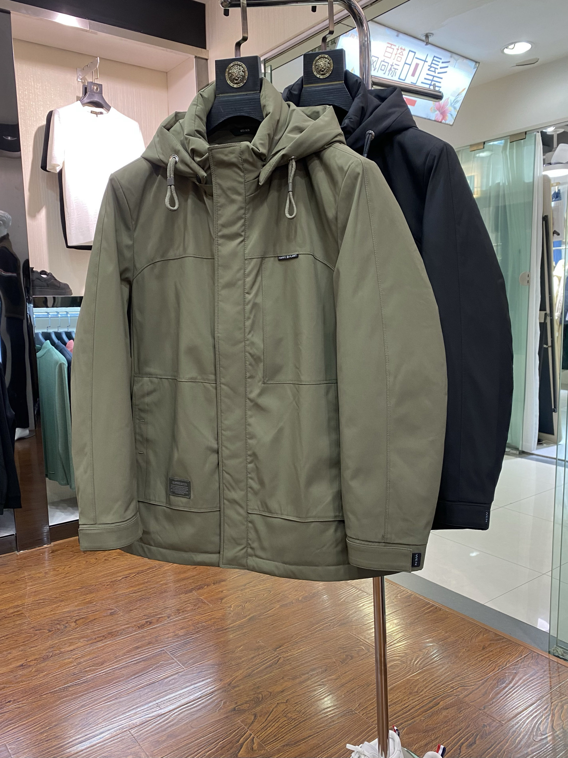 脱胆通勤中长羽绒服连帽商务休闲