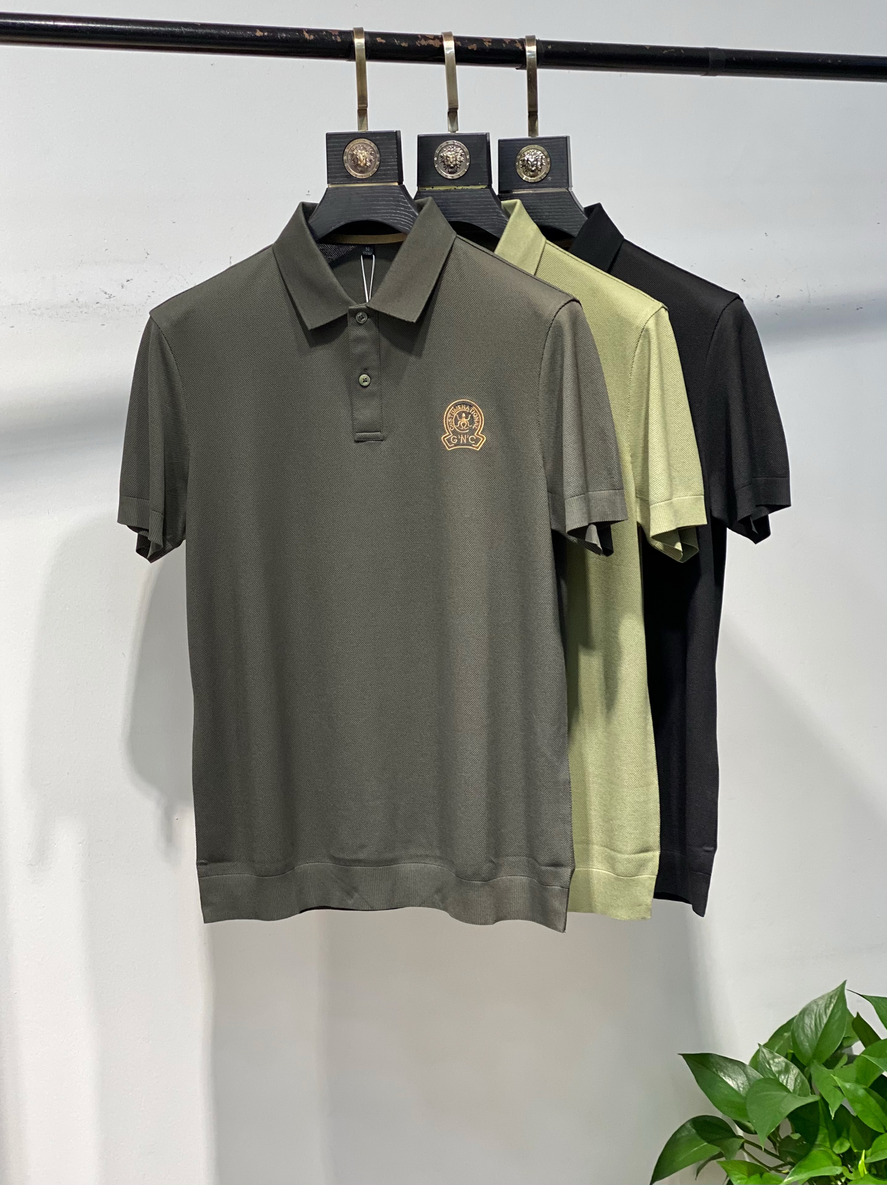 欧货刺绣翻领修身百搭短袖Polo衫男士2024夏款纯色针织半袖T恤男