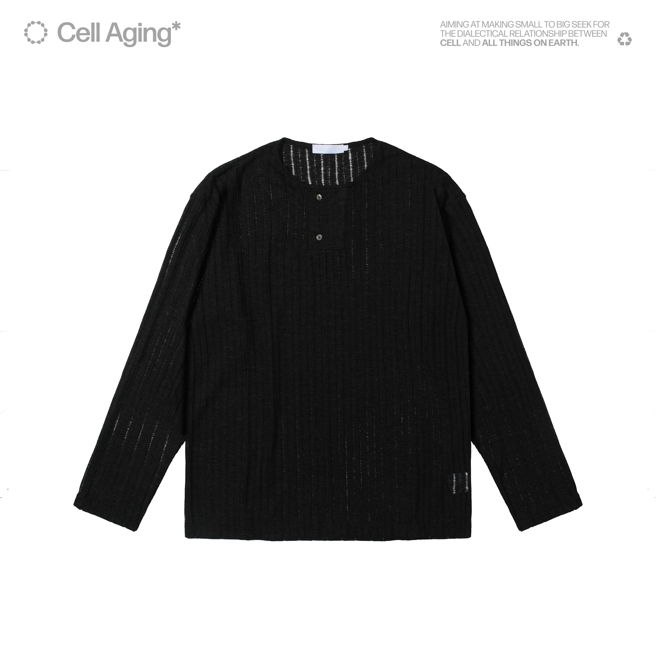 CELLAGING棉麻松弛长袖T恤