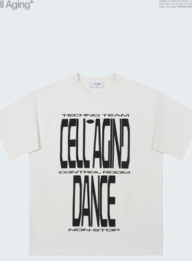 CELL AGING 春夏季T恤涂鸦字母简约techon不要停音乐印花水洗短袖