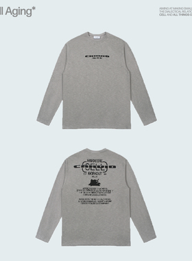 CELL AGING 印花竹节棉水洗有氧(CARDIO)宽松百搭潮牌休闲长袖T恤
