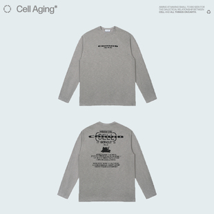 宽松百搭潮牌休闲长袖 CELL CARDIO 印花竹节棉水洗有氧 T恤 AGING