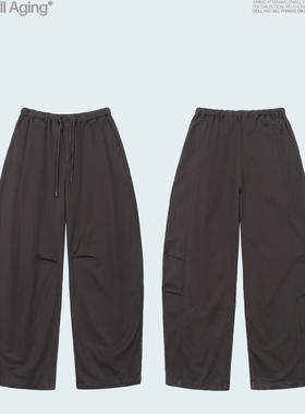 CELL AGING 斜纹布春夏经典弹力可调节腰头弯刀伞兵阔腿休闲长裤