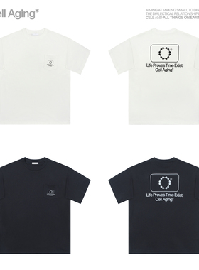 CELL AGING 经典标语logo 工装口袋男女休闲宽松短袖T恤