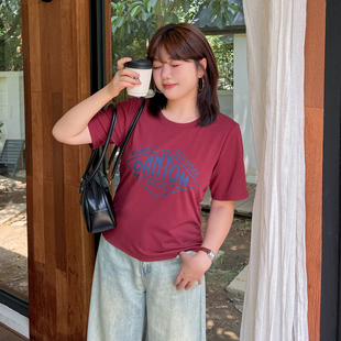 女装 卡通印花短袖 胖mm大码 韩版 200斤收腰显瘦上衣 T恤2025夏季 新款