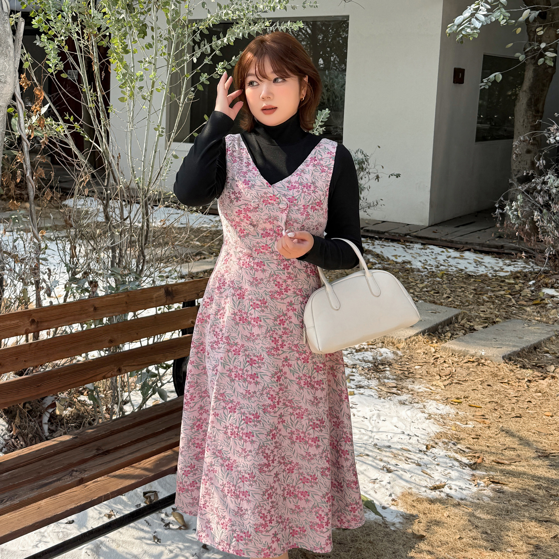 200斤胖mm大码套装2025秋冬新品V领碎花连衣裙高领打底衫两件套女,女装/女士精品,大码套装,淘宝优惠券,粉丝福利购,淘宝优惠卷