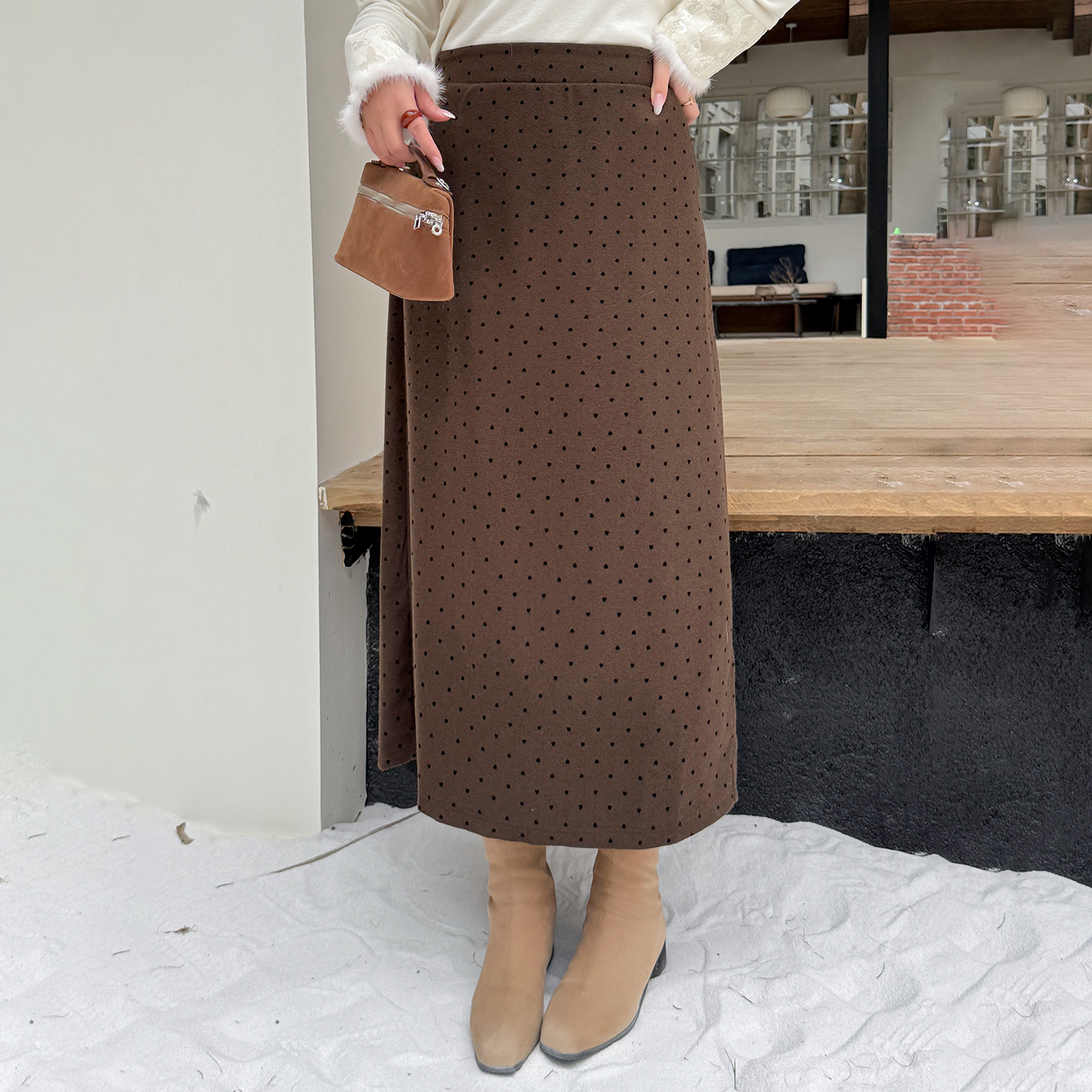 200斤大码女装复古风波点半身裙