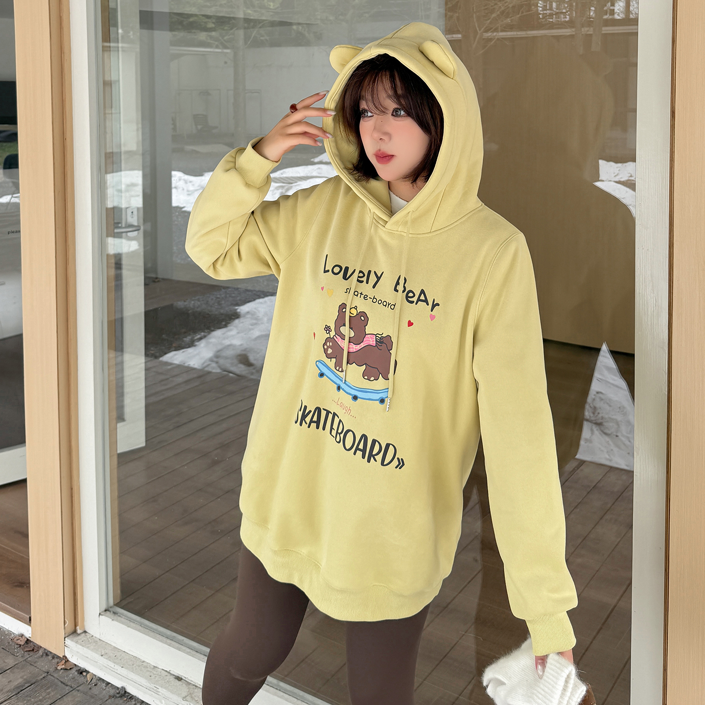 大码女装休闲风小熊卫衣女