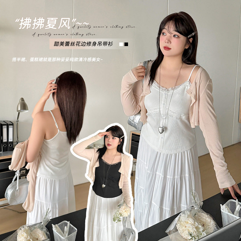 大码女装蕾丝拼接小吊带背心2025春夏新款纯欲风百搭显瘦内搭上衣,女装/女士精品,大码内搭,淘宝优惠券,粉丝福利购,淘宝优惠卷