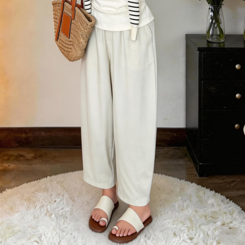 200斤大码显瘦松紧腰九分弯刀裤