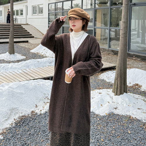 胖mm大码女装慵懒风长款针织开衫