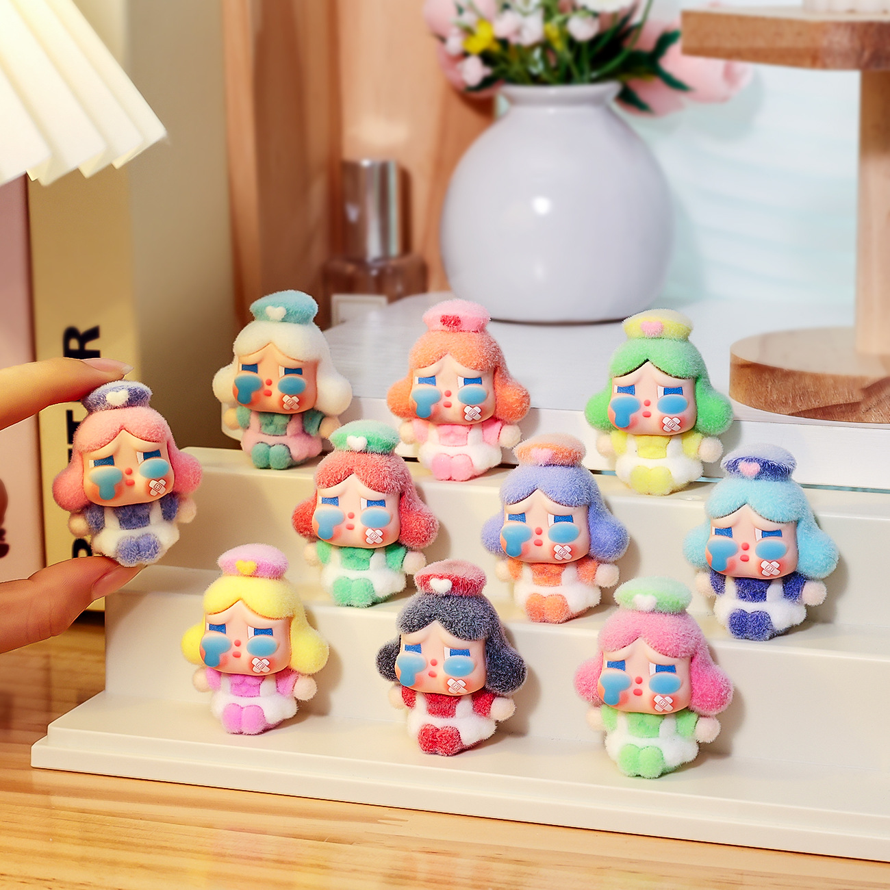 新款10个一组～可爱植绒护士哭娃diy饰品配件桌面摆件钥匙扣挂件
