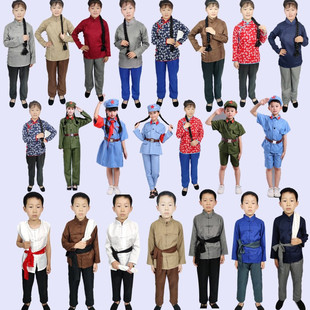 儿童农民村姑衣服草帽阿宝村民百姓劳动放牛放羊娃怀旧演出表演服