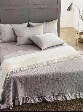 A02 韩国60支高密度松香床盖砂洗棉密道绗缝夹棉飞边大号