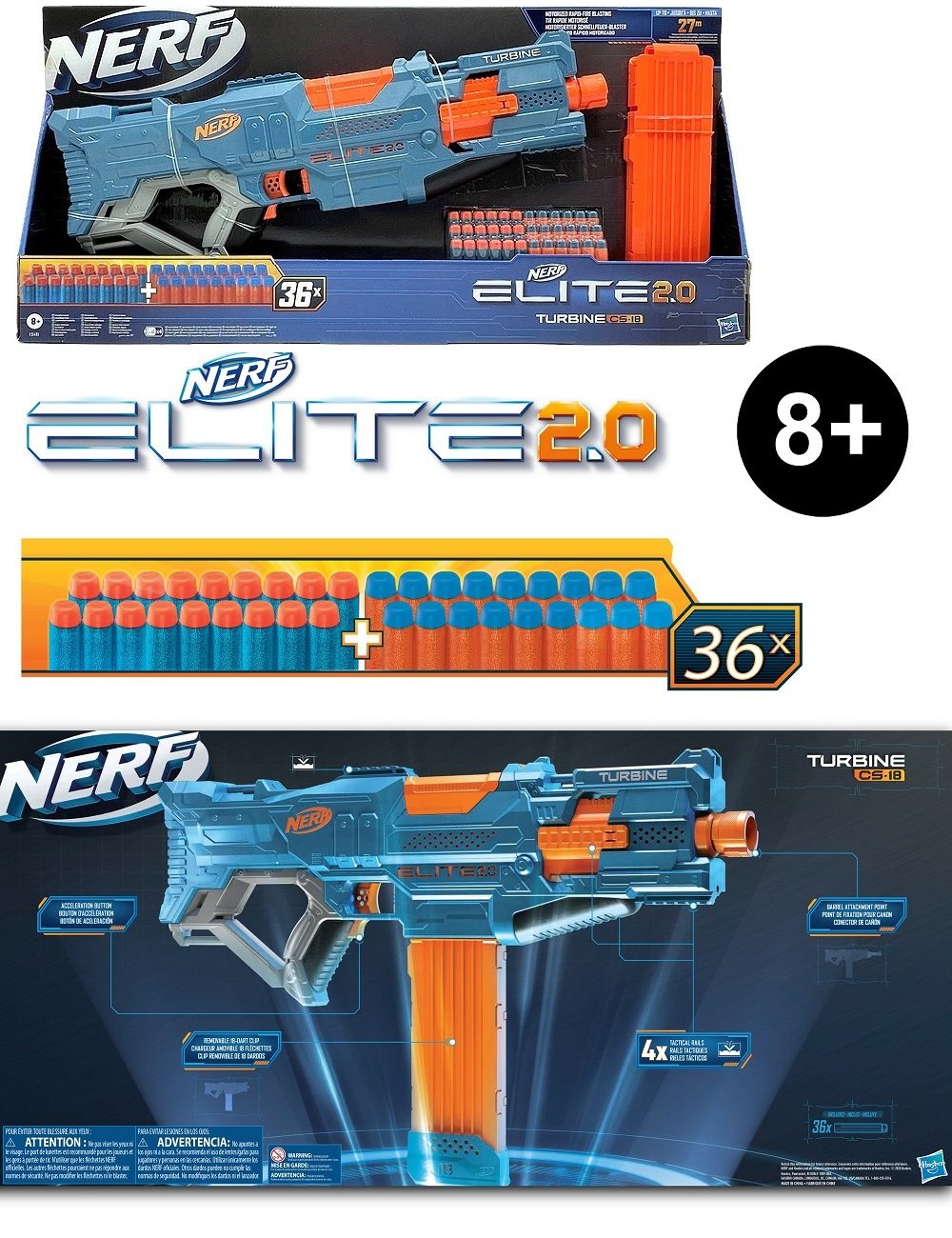 hasbro热火精英nerf elite电动连发软弹玩具枪cs-18橙机发射器2.
