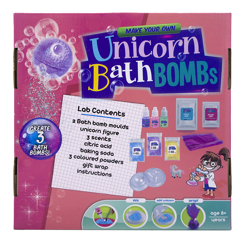 unicorn bath bombs儿童实验科学制作小马沐浴泡泡喷发球材料玩具