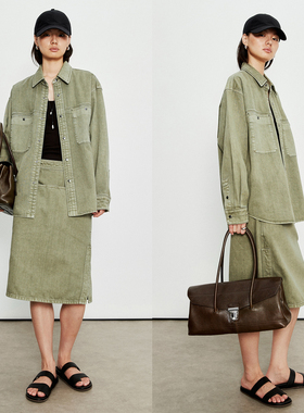 MRS Studios土耳其BOSSA牛仔lem@ire风嵌袋牛仔衬衫/时髦半裙套装