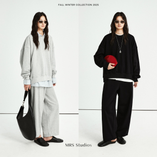 MRS Studios慵懒时髦全棉廓形休闲运动卫衣/气球卫裤散步遛弯套装