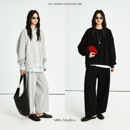 休闲运动卫衣气球裤散步遛弯套装