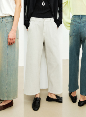 MRS Studios  复古水洗侧缝前移 直筒显瘦显腿直九分牛仔裤