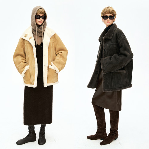 MRS Studios 西班牙进口A级美利奴 反绒皮麂皮绒面皮毛一体皮草