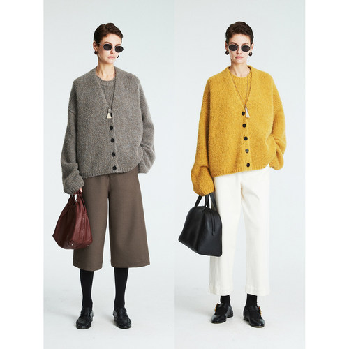 加厚羊驼毛粗针针织背心开衫