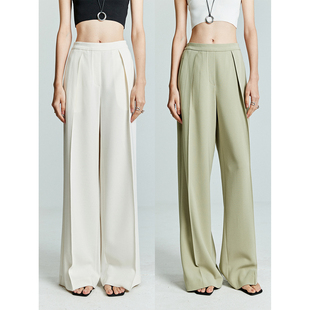 进口三醋酸舒适立裁压中线半松紧腰休闲极地阔腿西裤 MRS Studios