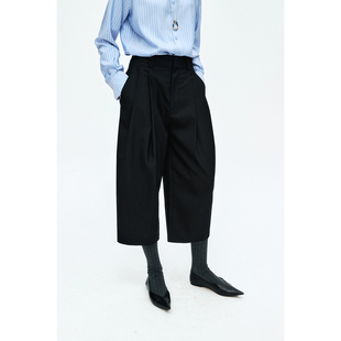 MRS Studios 摩登时髦 褶裥休闲微廓形 八分西裤报童裤