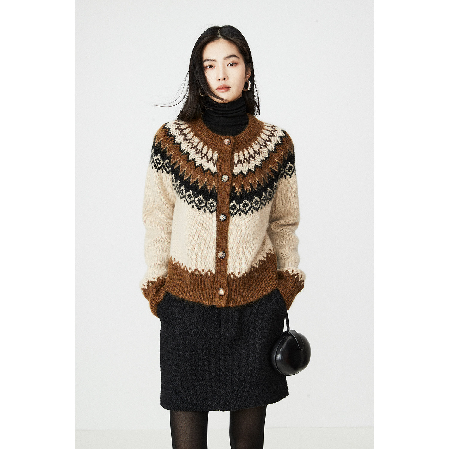 费尔岛马海毛毛衣开衫