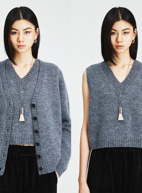MRS Studios 经典胶囊系列Clean Fit羊驼毛V领针织开衫/背心马甲