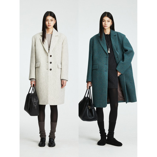 MIU风廓形大衣打褶半裙