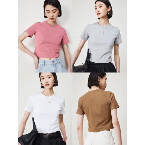 MRS休闲修身短款圆领T恤