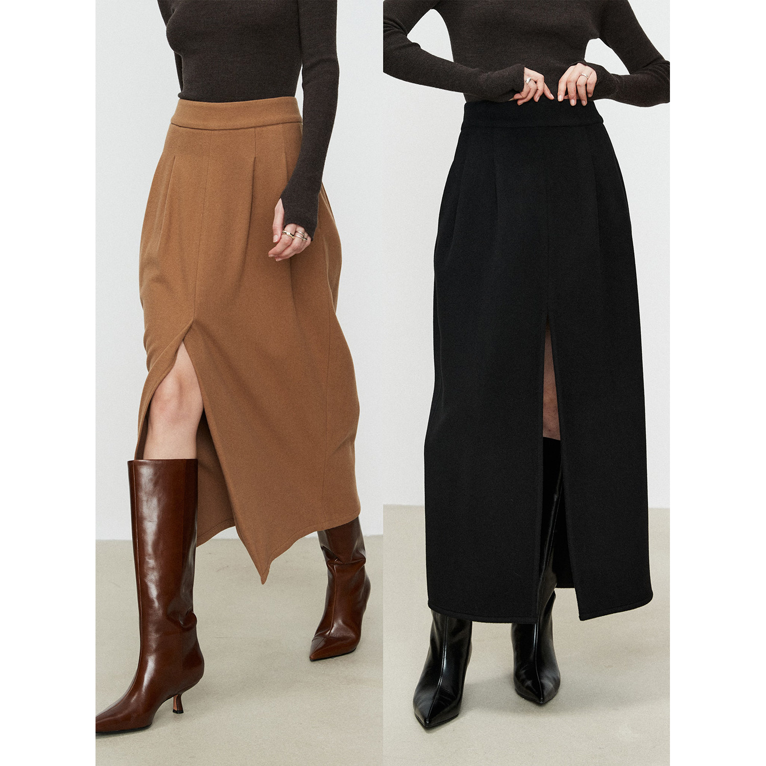 休闲羊毛麦尔登半身裙