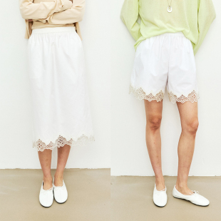 七分裤 MRS 短裤 高密棉质欧根纱刺绣花边浪漫度假感半裙 Studios