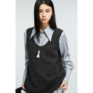 叠穿搭配Bi入加厚前后大U领针织背心 牦牛绒柔糯舒适 MRS Studios