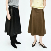 Studios 摩登优雅 ROW风 MRS 半植鞣绵羊皮 A字中长半身伞裙