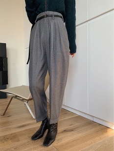 裤 MRS 面料立体挺括高腰燕尾九分西装 進口暗纹棋盘格西装 Studios