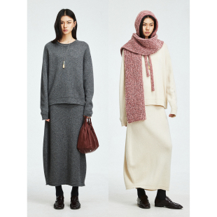 MRS 康赛妮牦牛绒软糯亲肤保暖圆领针织毛衣花苞气球半裙 Studios