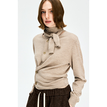 MRS Studios 德国扬子精纺羊毛 飘带解构不对称斜扣针织开衫